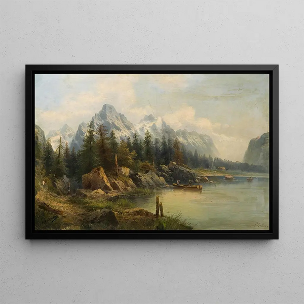 Alpine landscape painting - Karl Kaufmann — framed artwork on a wall