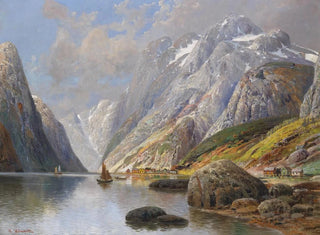 Landscape painting of Holmstedt Fjord - Karl Kaufmann — artwork view