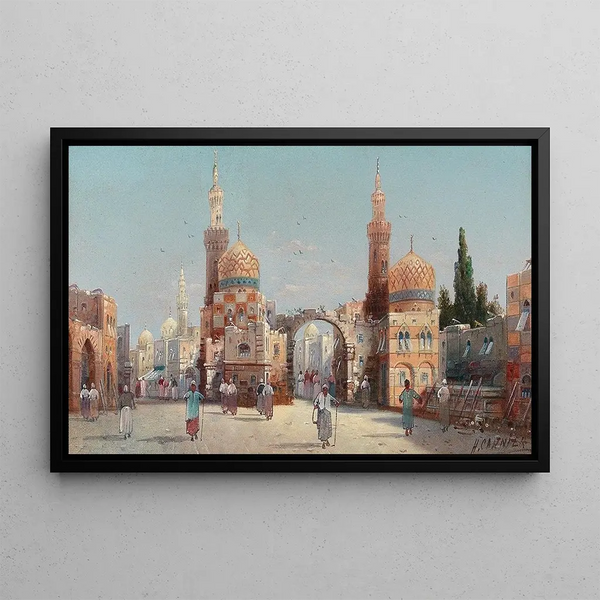 Animation dans une ville orientale - Karl Kaufmann — framed artwork on a wall