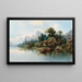 Mountain Lake Large Painting - Karl Kaufmann — framed artwork on a wall