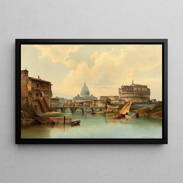 Rome, view of Castel Sant'Angelo - Karl Kaufmann — framed artwork on a wall