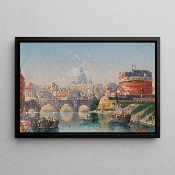 Rome View of Castel Sant'Angelo - Karl Kaufmann — framed artwork on a wall