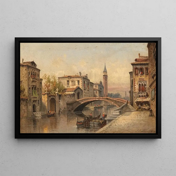 Venice canal scene painting - Karl Kaufmann — framed artwork on a wall