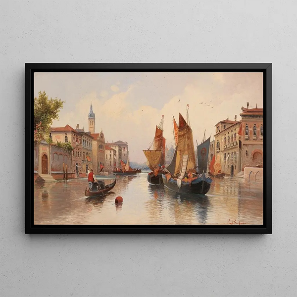 Venetian motif painting - Karl Kaufmann — framed artwork on a wall