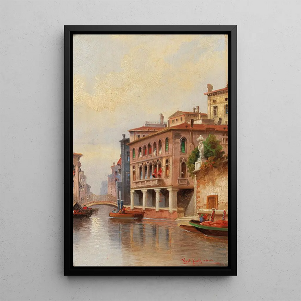 Scene of Canal in Venice - Karl Kaufmann — framed artwork on a wall