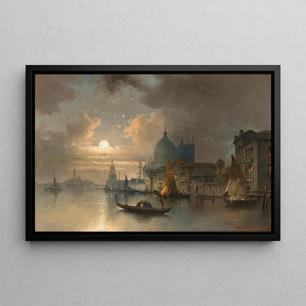 Venice, a moonlit night in the Bacino - Karl Kaufmann — framed artwork on a wall