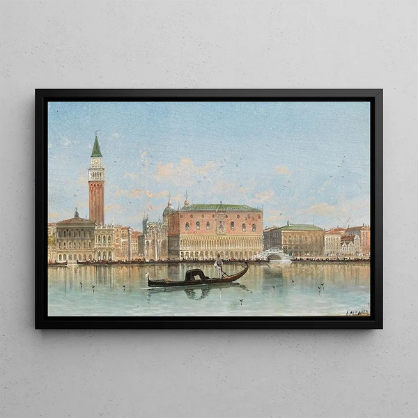 Venice painting, view of St. Mark's Column - Karl Kaufmann — framed artwork on a wall