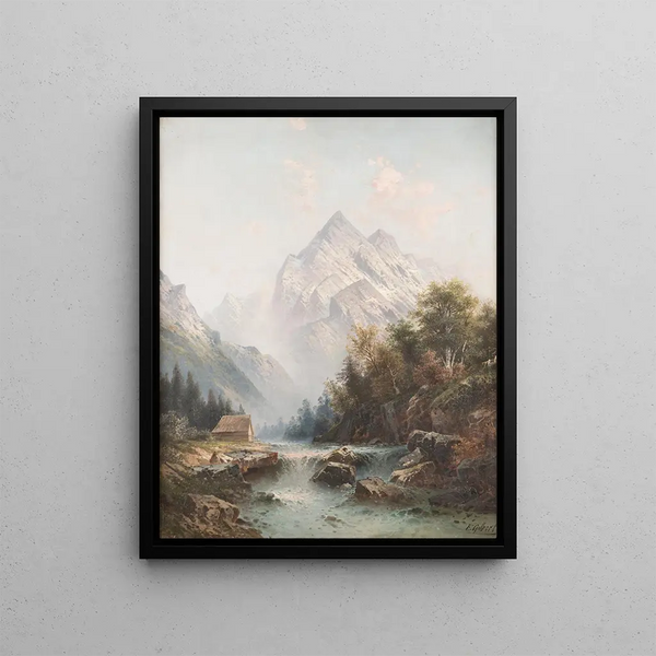 Ruisseau sauvage dans les montagnes - Karl Kaufmann — framed artwork on a wall