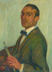 Self-portrait with brush and palette - Karl Krebs — artwork view