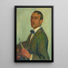Self-portrait with brush and palette - Karl Krebs — framed artwork on a wall