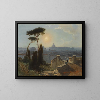 Rome from the Trinité-des-Monts - Karl Lindemann-Frommel — framed artwork on a wall