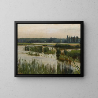 Landscape with a Pond - Karl Maria Thuma — framed artwork on a wall
