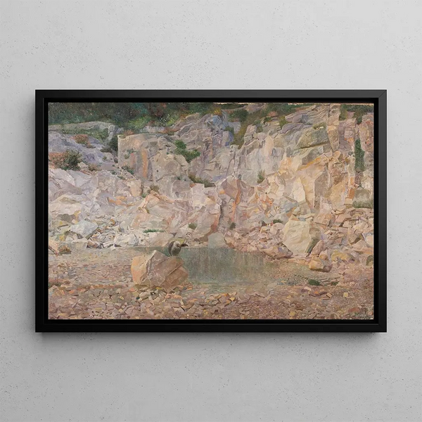 The vulture in the rocks - Karl Mediz — framed artwork on a wall