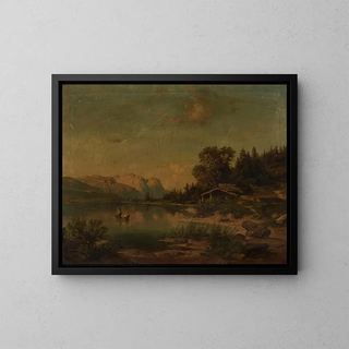 Lake in the Mountains - Karl Müller — framed artwork on a wall