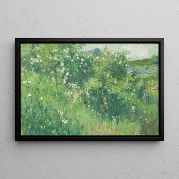 Bushes of wild roses in bloom on Tjörn Island - Karl Nordström — framed artwork on a wall