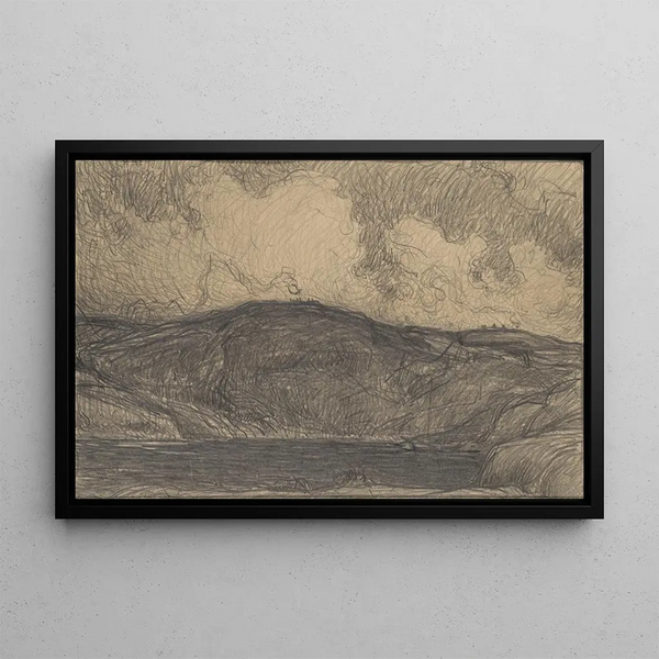 Sketch for the St. John's fires in stormy weather - Karl Nordström — framed artwork on a wall