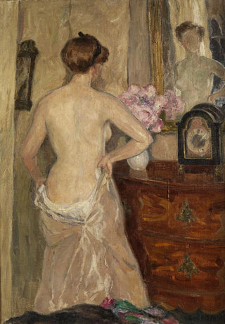 Female nude painting in front of the mirror - Karl Piepho — artwork view