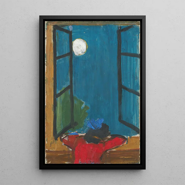 Girl and the Moon - Karl Prsimgi — framed artwork on a wall