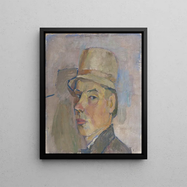 Self-portrait with Hat - Karl Prsimgi — framed artwork on a wall