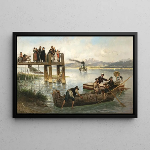 A steam ferry on Lake Chiemsee - Karl Raupp — framed artwork on a wall