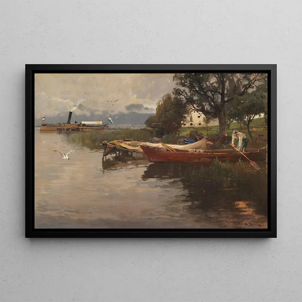 Idylle at Chiemsee - Karl Raupp — framed artwork on a wall