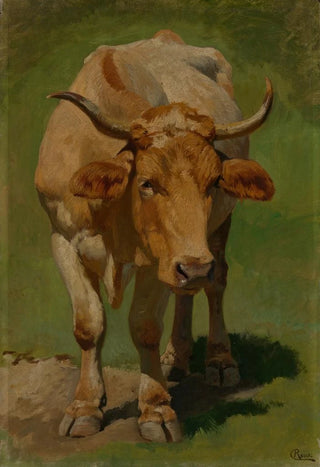 Spotted light brown and white cow - Karl Roux — artwork view