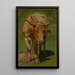 Spotted light brown and white cow - Karl Roux — framed artwork on a wall