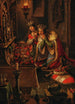 King Albert II and his wife Elisabeth of Luxembourg praying at the altar with the crowns of Bohemia and Hungary as well as the imperial crown of the Holy Roman Empire - Karl Russ — artwork view