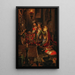 King Albert II and his wife Elisabeth of Luxembourg praying at the altar with the crowns of Bohemia and Hungary as well as the imperial crown of the Holy Roman Empire - Karl Russ — framed artwork on a wall