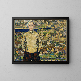Boy in a Landscape - Karl Suschnik — framed artwork on a wall