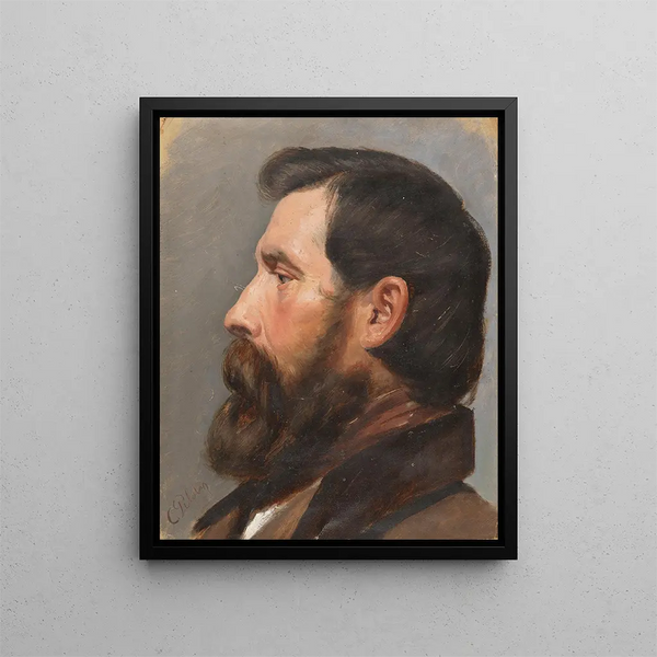 Head of a man in profile - Karl Theodor von Piloty — framed artwork on a wall