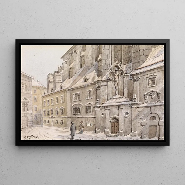 Winter Walk Painting - Karl Wenzel Zajicek — framed artwork on a wall