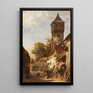 Petite ville du sud de l'Allemagne en été - Karl Weysser — framed artwork on a wall