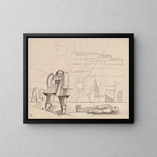 Death in Flight - Karl Wiener — framed artwork on a wall