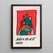 Construction in green and red - Karl Wiener — framed artwork on a wall