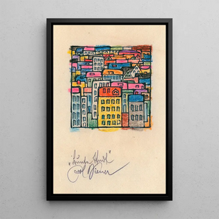 Colorful City - Karl Wiener — framed artwork on a wall