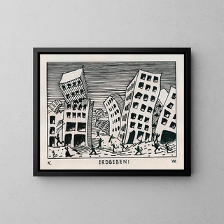 Earthquake - Karl Wiener — framed artwork on a wall