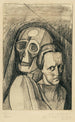 Portrait painting of a woman with a skull - Karl Wiener — artwork view