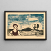 Landscape painting with woman - Karl Wiener — framed artwork on a wall