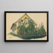 Untitled painting of a peasant house with garden - Karl Wiener — framed artwork on a wall