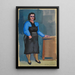 Untitled woman in blue blouse and black dress - Karl Wiener — framed artwork on a wall
