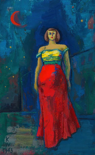 Untitled woman in yellow-red dress - Karl Wiener — artwork view