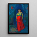 Untitled woman in yellow-red dress - Karl Wiener — framed artwork on a wall