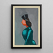 Untitled woman in a green dress with a black headdress - Karl Wiener — framed artwork on a wall