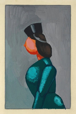 Untitled woman in a green dress with a black headdress - Karl Wiener — artwork view