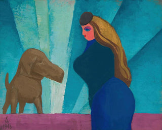 Untitled painting, woman and dog - Karl Wiener — artwork view