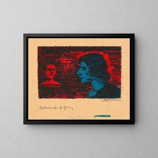 Untitled painting, portrait of a woman - Karl Wiener — framed artwork on a wall