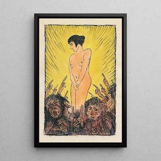 Untitled painting of a nude female figure - Karl Wiener — framed artwork on a wall