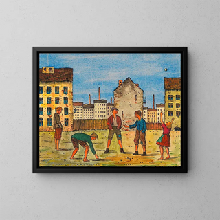 Children playing - Karl Wiener — framed artwork on a wall