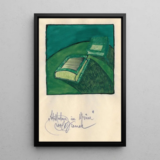 Green Still Life Painting - Karl Wiener — framed artwork on a wall